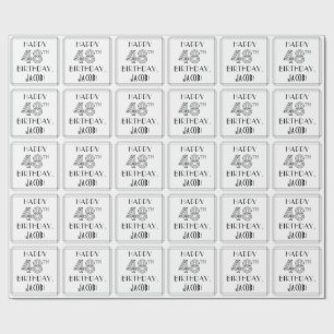 Papel De Regalo FELIZ CUMPLEAÑOS 48; Estilo Art Deco; Nombre perso