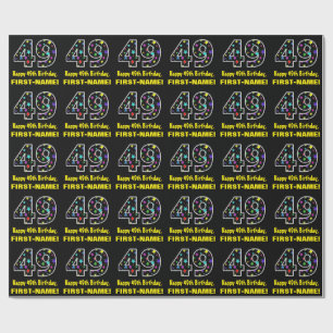 Papel De Regalo Feliz cumpleaños 49, divertido patrón de estrellas
