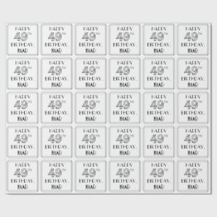 Papel De Regalo FELIZ CUMPLEAÑOS 49; Estilo Art Deco; Nombre perso