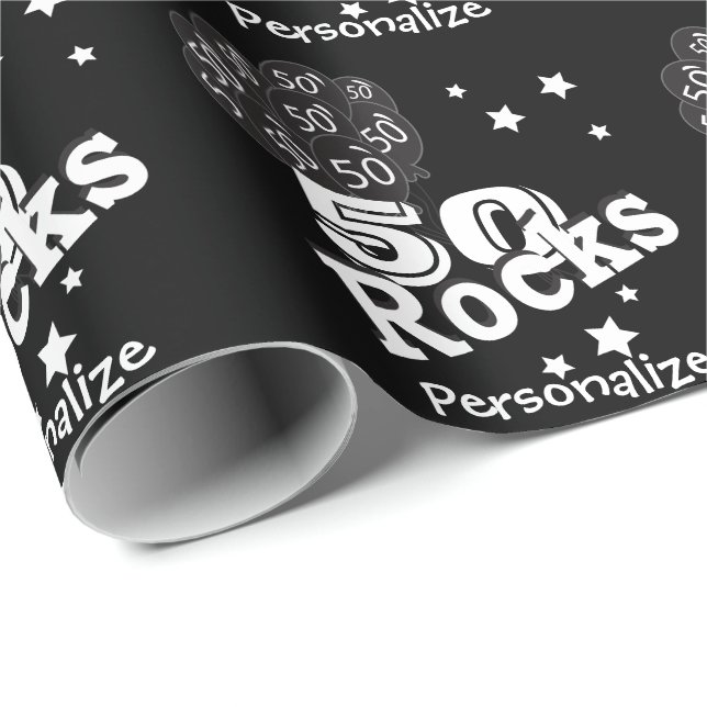 Papel De Regalo Feliz cumpleaños 50 personalizado (Esquina del rollo)