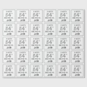Papel De Regalo FELIZ CUMPLEAÑOS 54; Estilo Art Deco; Nombre perso