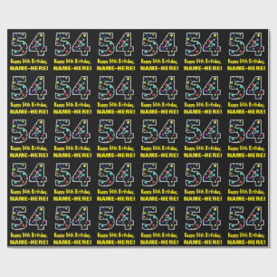 Papel De Regalo Feliz cumpleaños 54, Patrón de estrellas coloridas