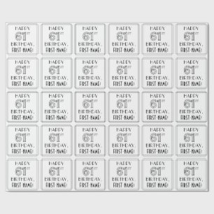 Papel De Regalo FELIZ CUMPLEAÑOS 61; Estilo Art Deco; Nombre perso