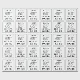 Papel De Regalo FELIZ CUMPLEAÑOS 65; Estilo Art Deco; Nombre perso