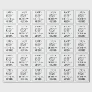 Papel De Regalo FELIZ CUMPLEAÑOS 69; Estilo Art Deco; Nombre perso