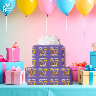 Papel De Regalo FELIZ CUMPLEAÑOS 7º Cumpleaños Oso de peluche 