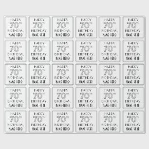 Papel De Regalo FELIZ CUMPLEAÑOS 70; Estilo Art Deco; Nombre perso