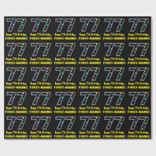 Papel De Regalo Feliz cumpleaños 77, divertido patrón de estrell