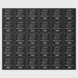 Papel De Regalo FELIZ CUMPLEAÑOS 80; estilo Art Deco con nombre pe