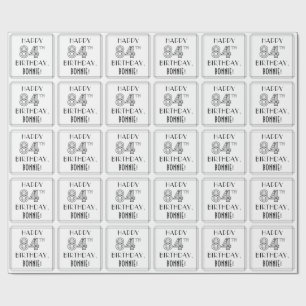 Papel De Regalo FELIZ CUMPLEAÑOS 84; Estilo Art Deco; Nombre perso