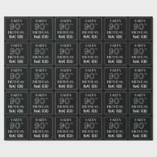 Papel De Regalo FELIZ CUMPLEAÑOS 90; estilo Art Deco con nombre pe