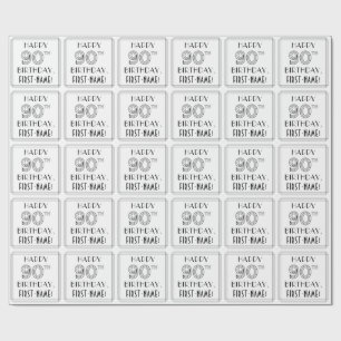 Papel De Regalo FELIZ CUMPLEAÑOS 90; Estilo Art Deco; Nombre perso