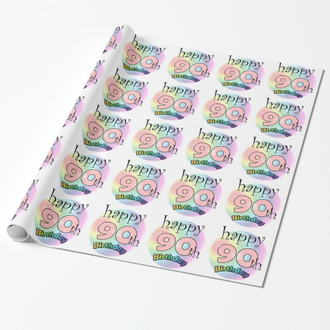 Papel De Regalo Feliz cumpleaños 90 (gasa) (Desenrollado)