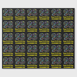 Papel De Regalo Feliz cumpleaños 93, divertido patrón de estrellas