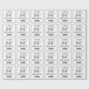 Papel De Regalo FELIZ CUMPLEAÑOS 94; Estilo Art Deco; Nombre perso