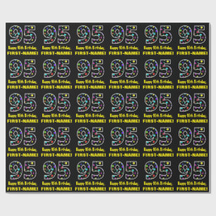 Papel De Regalo Feliz cumpleaños 95, divertido patrón de estrell