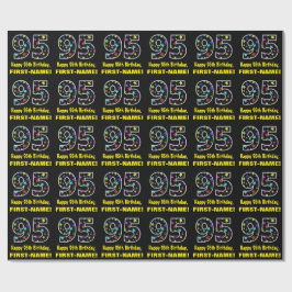 Papel De Regalo Feliz cumpleaños 95, divertido patrón de estrellas