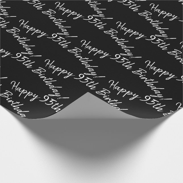 Papel De Regalo Feliz cumpleaños 95 en negro (Esquina)