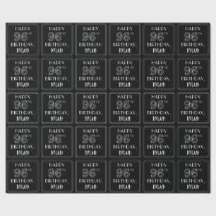 Papel De Regalo FELIZ CUMPLEAÑOS 96; estilo Art Deco con nombre pe