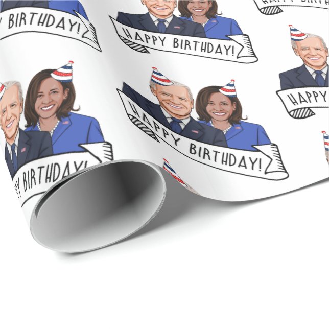 Papel De Regalo Feliz cumpleaños a Joe y Kamala (Esquina del rollo)