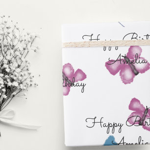 Papel De Regalo Feliz cumpleaños a la mariposa personalizada