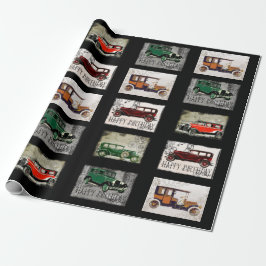 Papel De Regalo Feliz cumpleaños a los coches de la VIntage