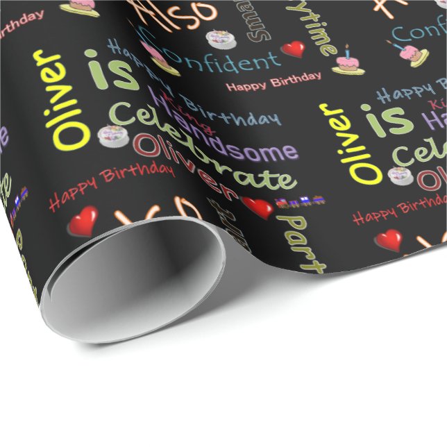 Papel De Regalo Feliz cumpleaños a Oliver (Esquina del rollo)