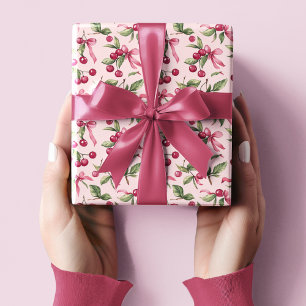 Papel De Regalo Feliz cumpleaños a Pink & Red Cherry