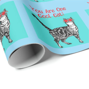 Papel De Regalo Feliz cumpleaños a tu esposo de gatos de Tabby en 