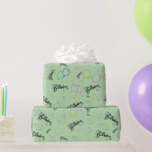 Papel De Regalo Feliz cumpleaños a un periódico verde pálido