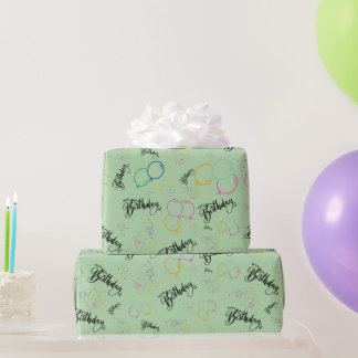 Papel De Regalo Feliz cumpleaños a un periódico verde pálido