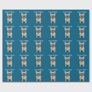Papel De Regalo Feliz cumpleaños -Bulldog Francés Crema
