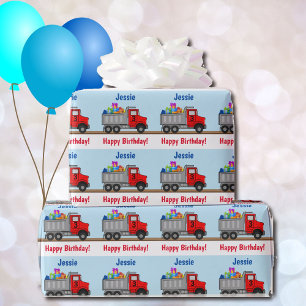 Papel De Regalo Feliz cumpleaños Camión carga de regalos niños 