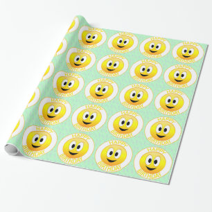 Papel De Regalo Feliz Cumpleaños Cara Sonriente 