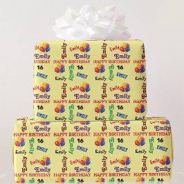 Papel De Regalo Feliz cumpleaños, Chicas o niños de edad y nombre