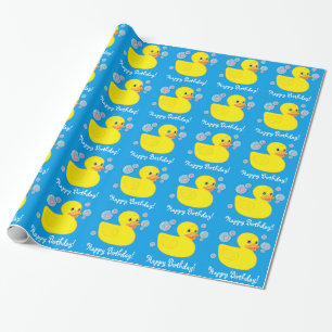 Papel De Regalo Feliz cumpleaños con Ducky de goma