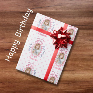 Papel De Regalo Feliz cumpleaños Coquette Bow Personalizado foto n