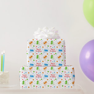 Papel De Regalo Feliz Cumpleaños Corazones Coloridos