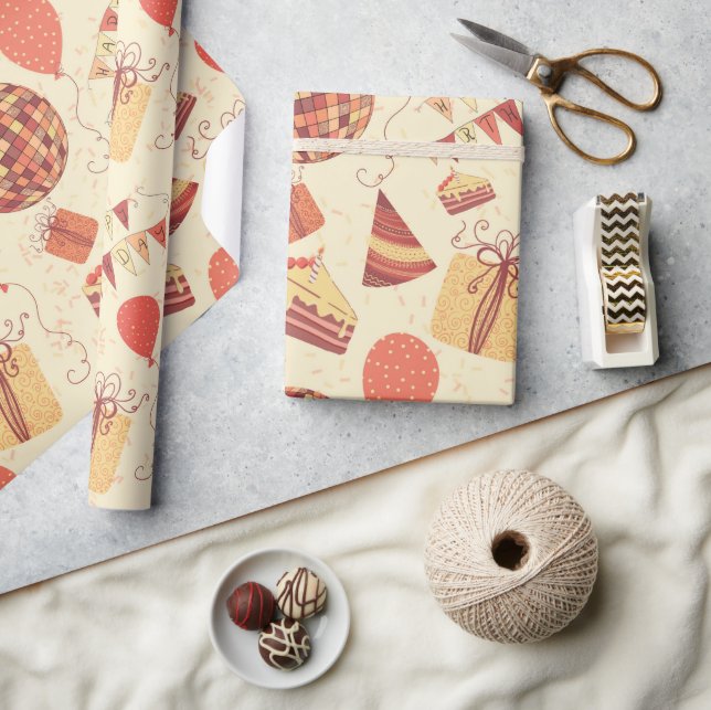 Papel De Regalo Feliz cumpleaños Cream (Artesanía)