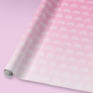 Papel De Regalo Feliz Cumpleaños & Cualquier Nombre Ombre Rosa C