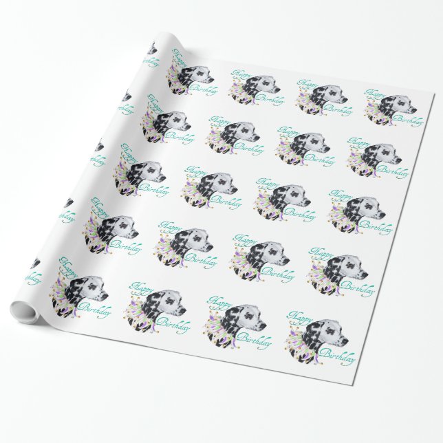 Papel De Regalo Feliz Cumpleaños Dálmata (Desenrollado)