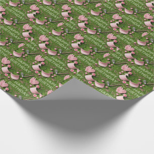 Papel De Regalo Feliz cumpleaños de golf con cosas de golf en verd