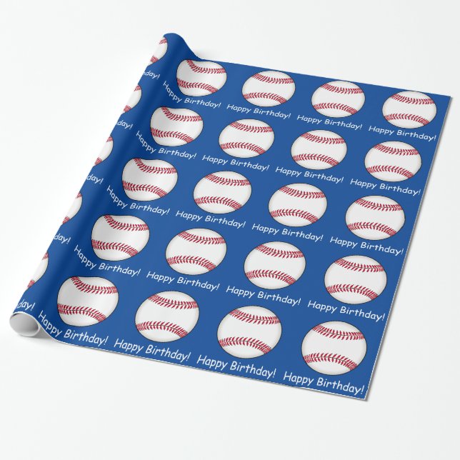 Papel De Regalo Feliz cumpleaños del béisbol (Desenrollado)