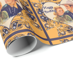 Papel De Regalo Feliz cumpleaños del vaquero de los pares