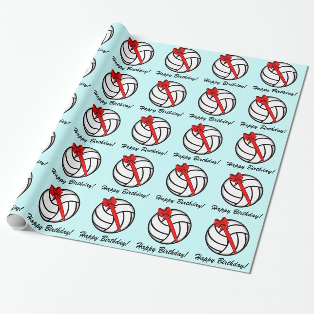 Papel De Regalo Feliz cumpleaños del voleibol (Desenrollado)