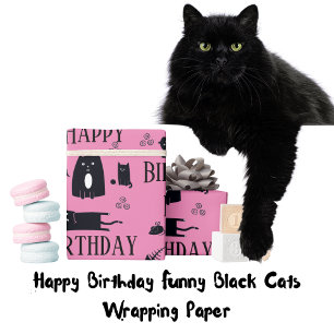 Papel De Regalo Feliz cumpleaños, divertidos y divertidos gatos ne