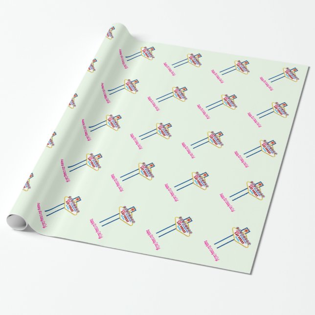 Papel De Regalo Feliz cumpleaños Emily Las Vegas Wrapping Paper (Desenrollado)