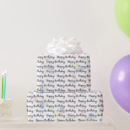 Papel De Regalo Feliz Cumpleaños En Blanco Con Burbujas
