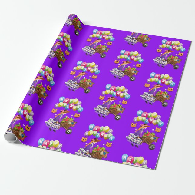 Papel De Regalo Feliz cumpleaños envuelto periódico victoriano Kit (Desenrollado)