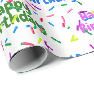 Papel De Regalo Feliz Cumpleaños Espolvorea En Blanco